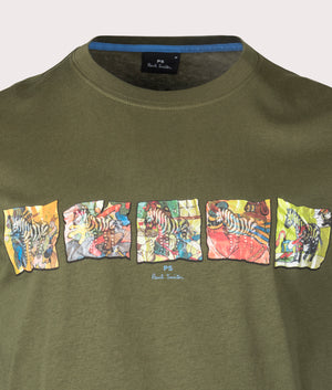 Zebras T-Shirt in Green by PS Paul Smith. EQVVS Detail Shot.