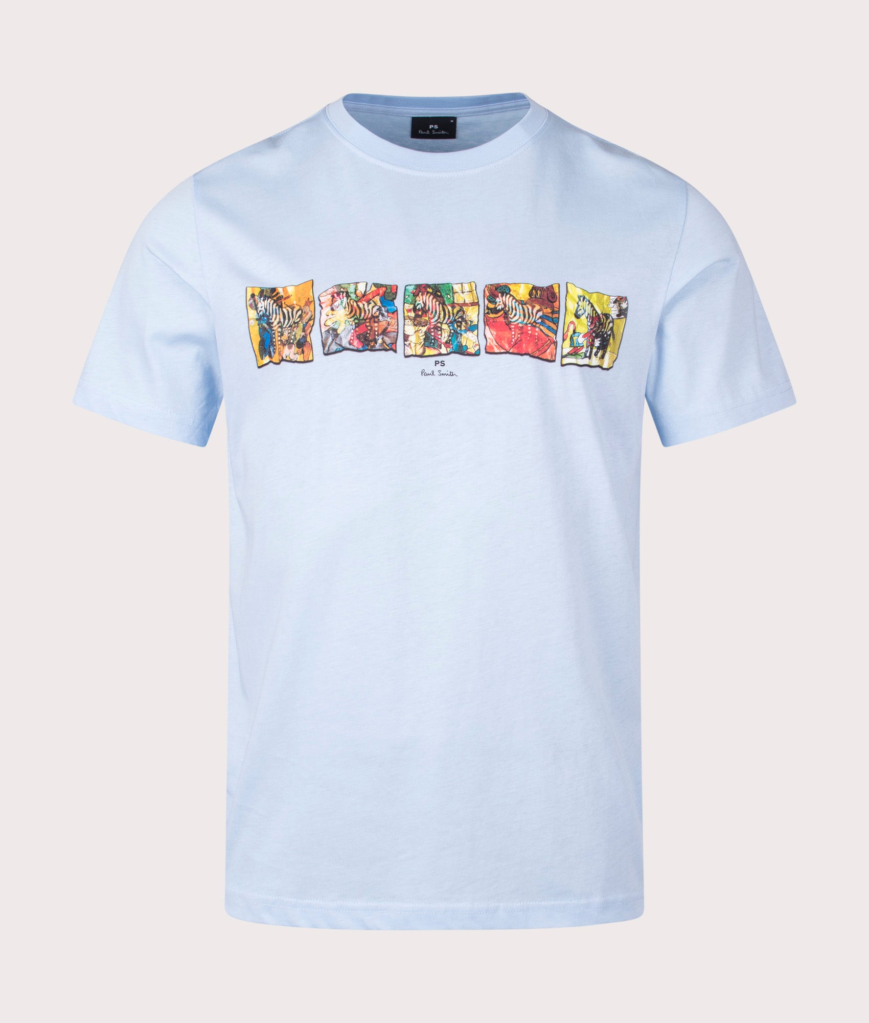 Zebras T-Shirt in Light Blue by PS Paul Smith. EQVVS Front Angle Shot.