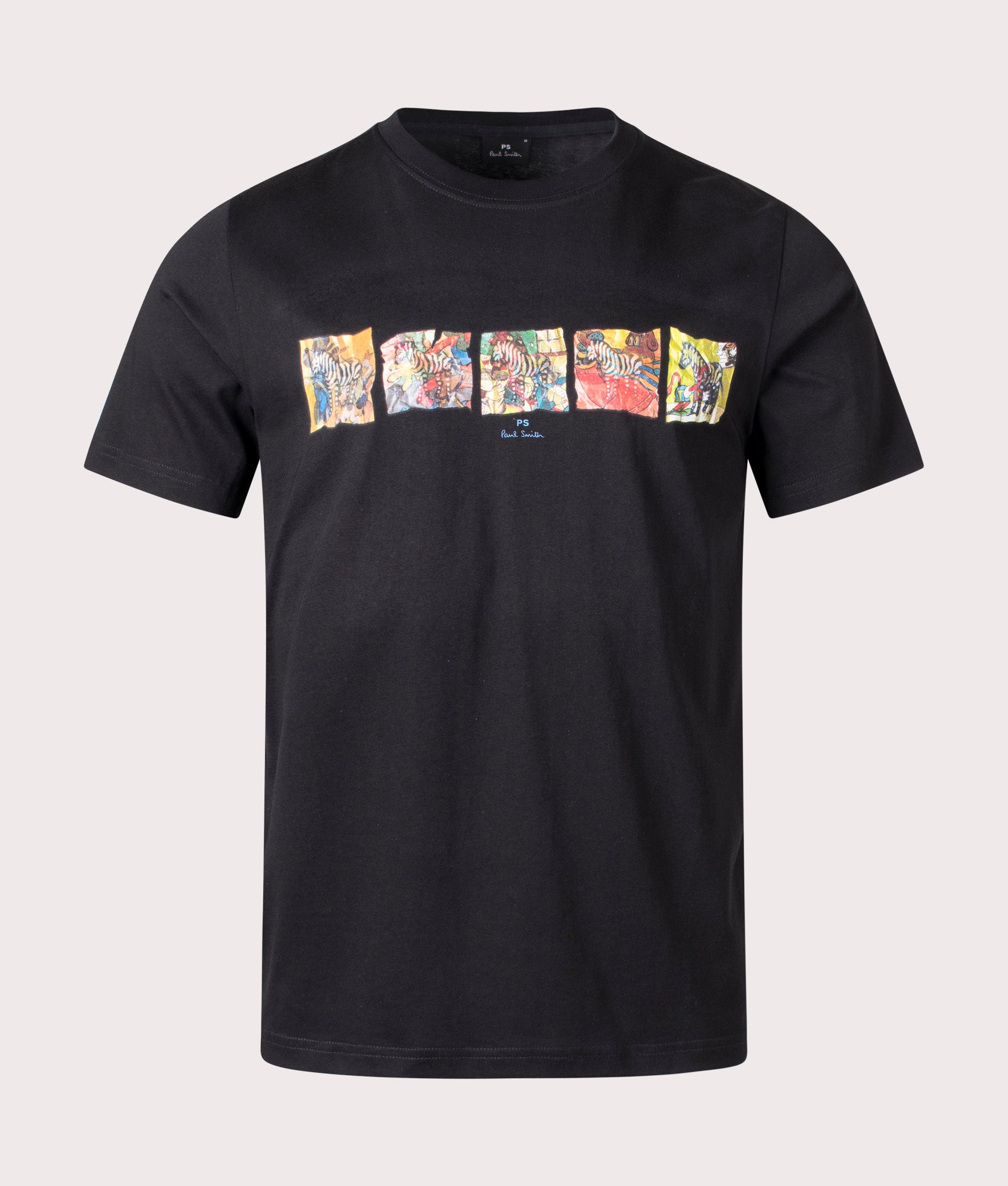 Zebras T-Shirt in Black by PS Paul Smith. EQVVS Front Angle Shot.