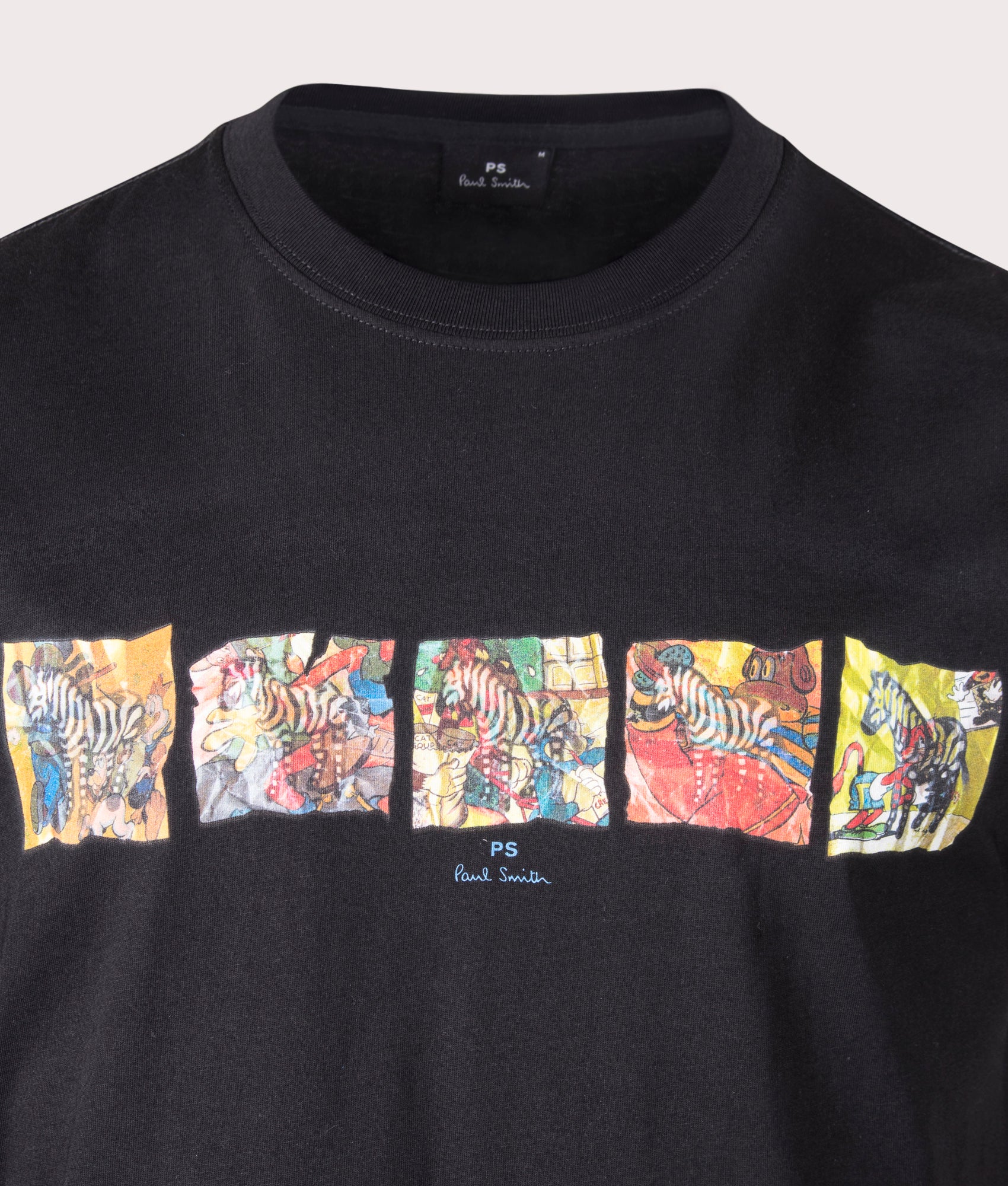 Zebras T-Shirt in Black by PS Paul Smith. EQVVS Detail Shot.