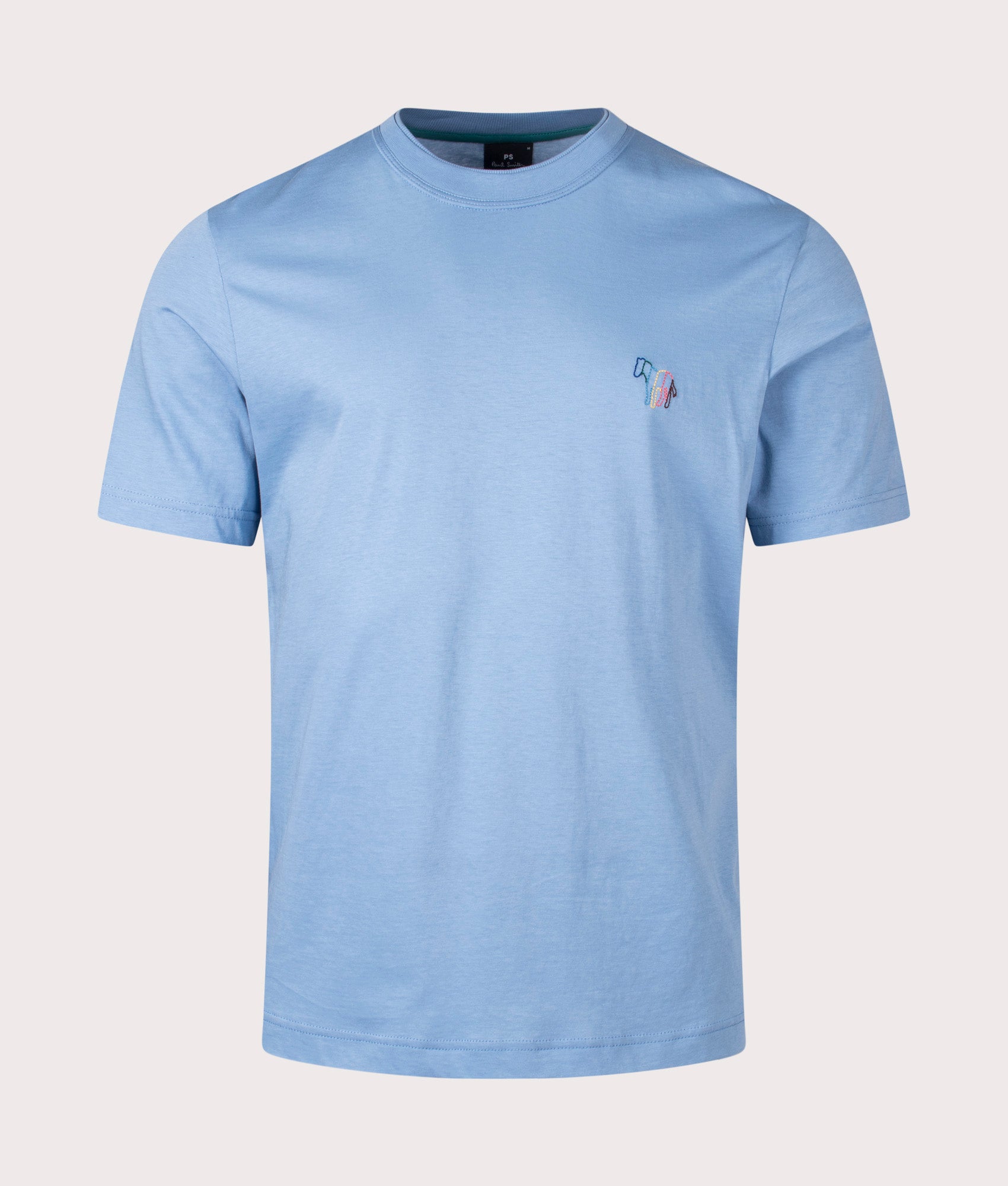 Line Zebra T-Shirt in Blue by PS Paul Smith. EQVVS Front Angle Shot.