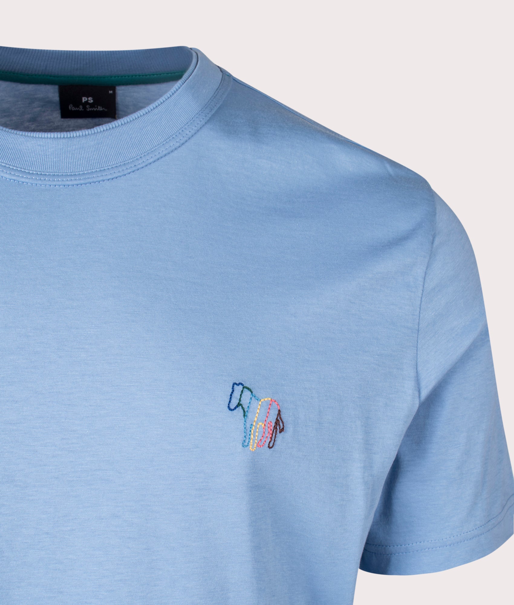 Line Zebra T-Shirt in Blue by PS Paul Smith. EQVVS Detail Shot.