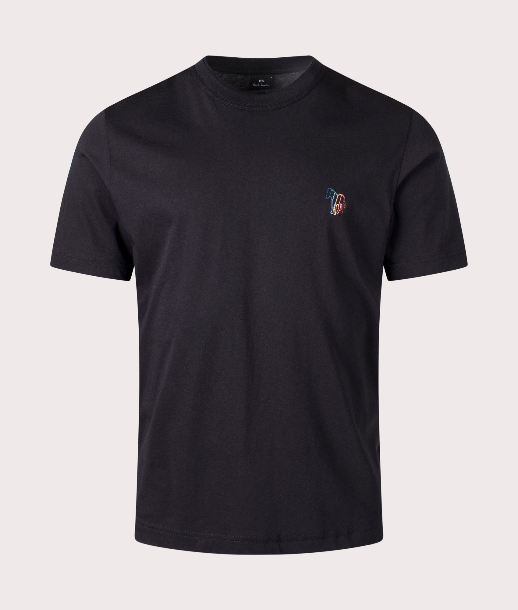 Line Zebra T-Shirt in Black by PS Paul Smith. EQVVS Front Angle Shot.