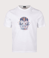 Relaxed Fit Skull T-Shirt: 01 White 