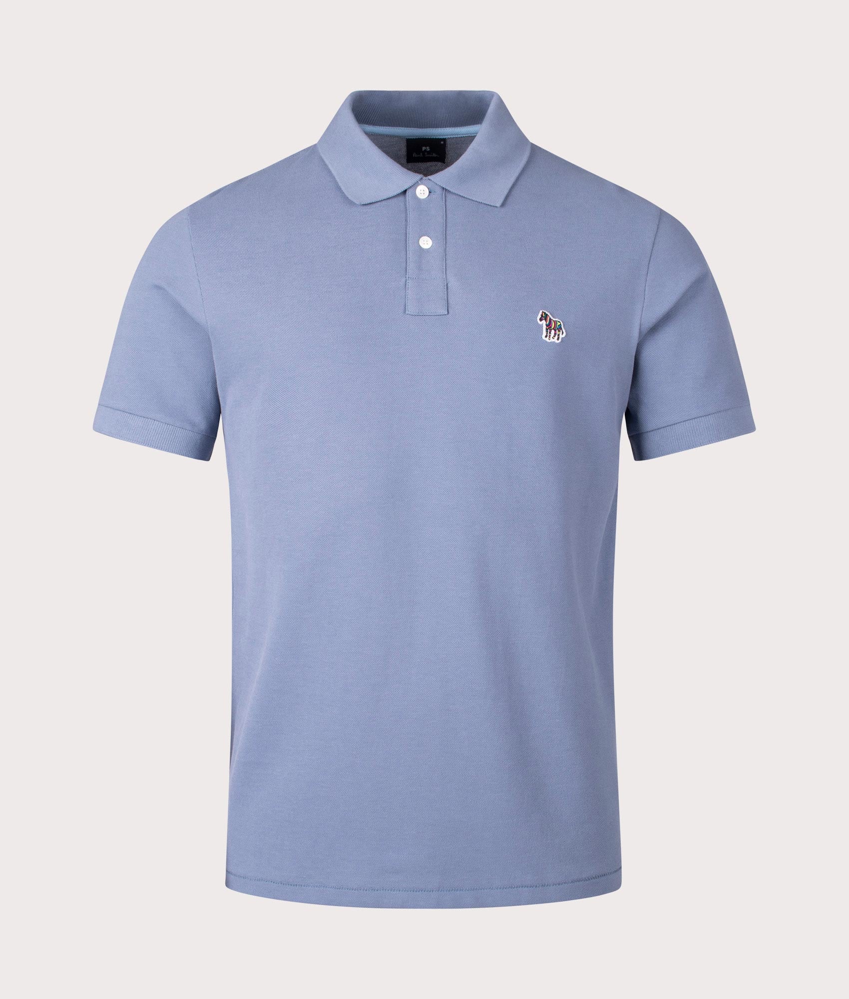 Zebra Polo Shirt in Greyish Blue by PS Paul Smith. EQVVS Shot. 