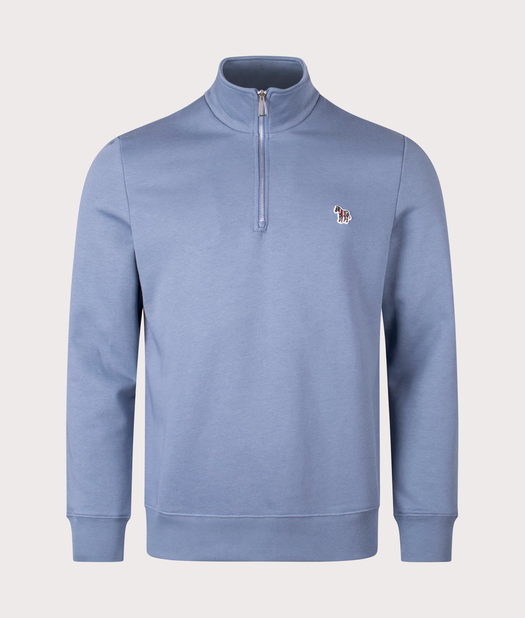 PS Paul Smith Quarter Zip Zebra Sweatshirt for men in Grey Bleu at EQVVS Front Shot