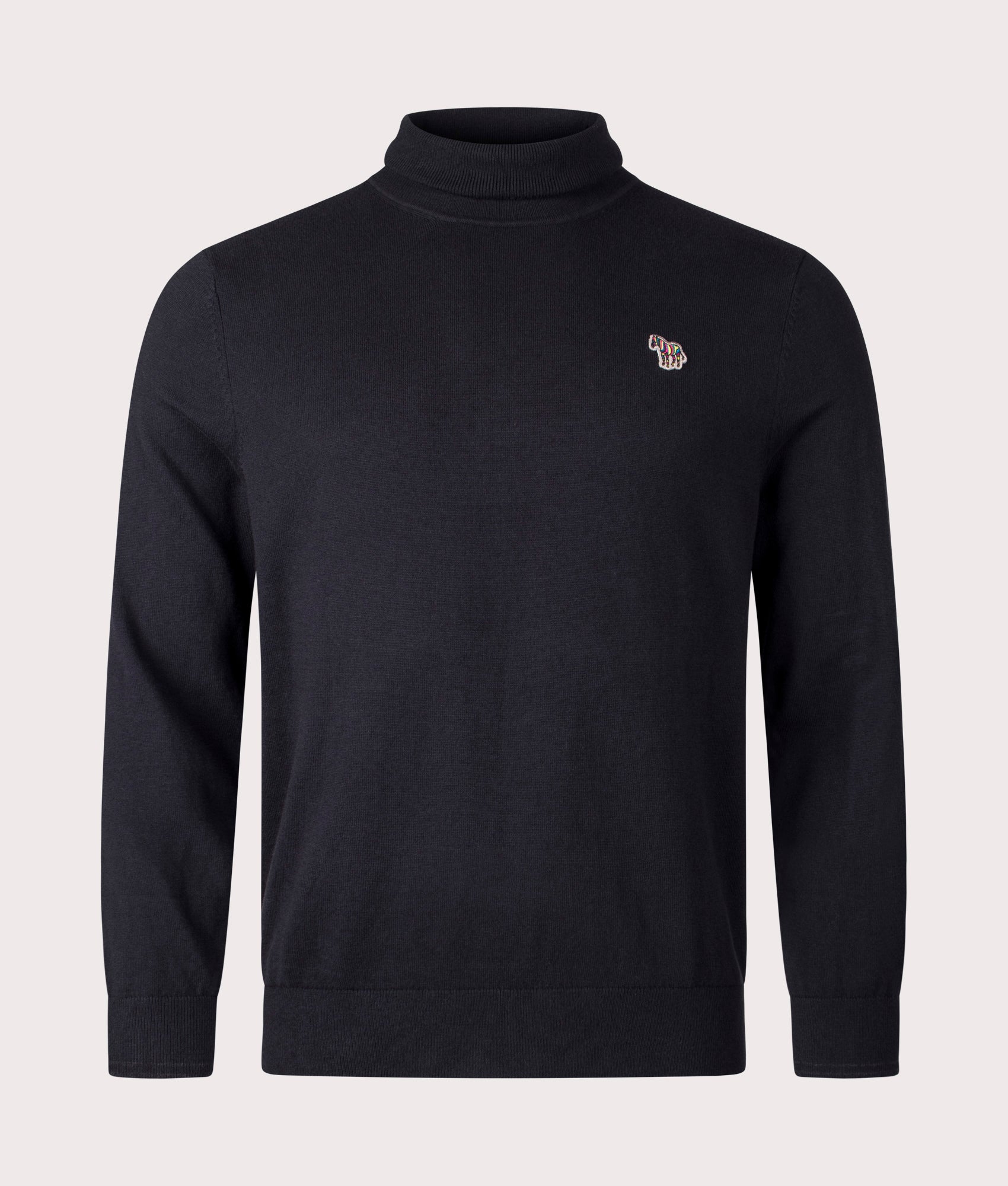 PS Paul Smith Zebra Badge Roll Neck Sweatshirt in Black for Men at EQVVS Front Shot