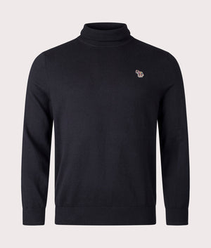 PS Paul Smith Zebra Badge Roll Neck Sweatshirt in Black for Men at EQVVS Front Shot