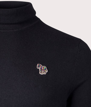 PS Paul Smith Zebra Badge Roll Neck Sweatshirt in Black for Men at EQVVS Detail Shot