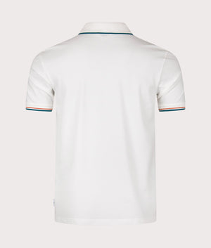 PS Paul Smith Striped Placket Polo Shirt in White with Red and Blue trim at EQVVS Menswear Back Shot 
