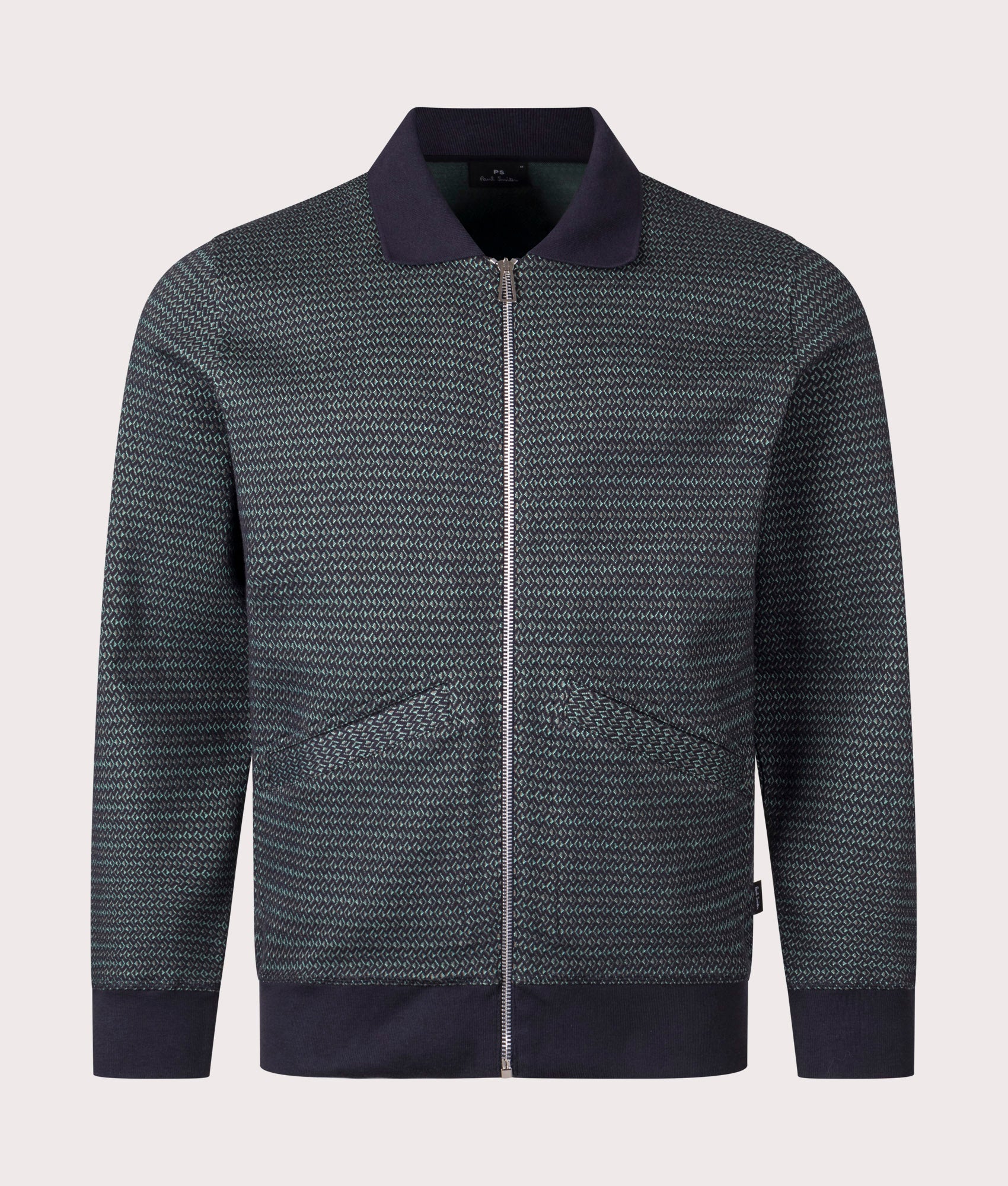 Zip Cardigan in Very Dark Navy by PS Paul Smith. EQVVS Shot.