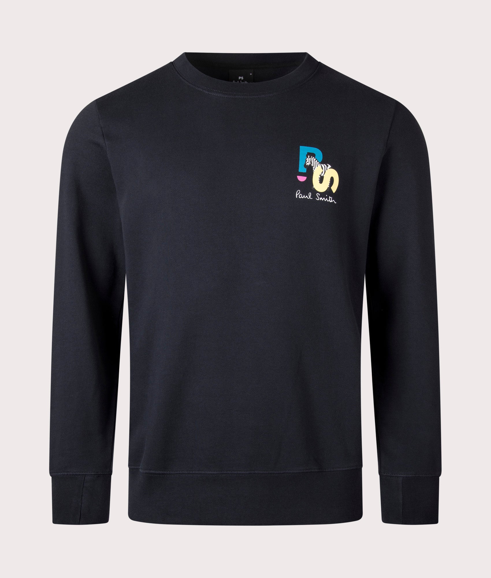 PS Zebra Sweatshirt in Very Dark Navy by PS Paul Smith. EQVVS Menswear Front Shot. 