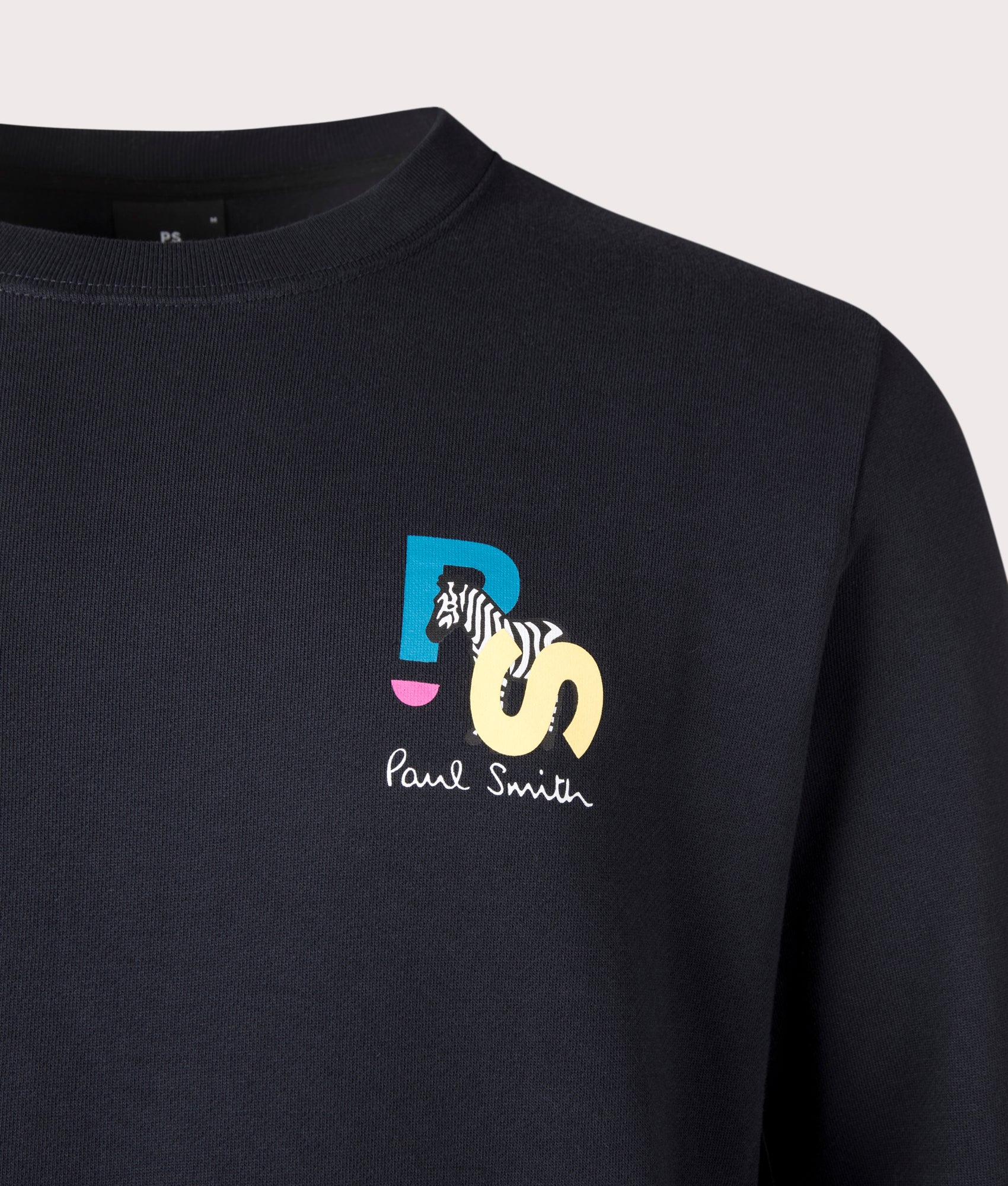 PS Zebra Sweatshirt in Very Dark Navy by PS Paul Smith. EQVVS Menswear Detail Shot. 