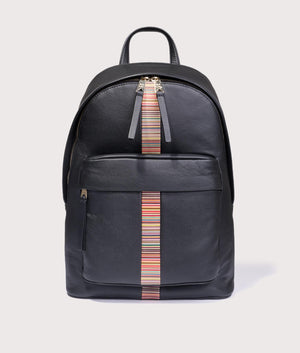 Signature Stripe Trim Backpack. Shot by EQVVS. Front shot.