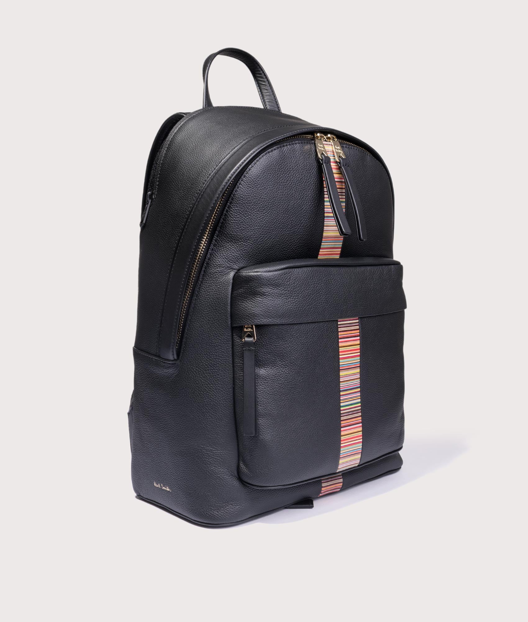 Signature Stripe Trim Backpack. Shot by EQVVS. Front detail shot.