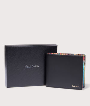 Wallet Billfold in Black. Leather | PS Paul Smith | EQVVS | Front box shot 