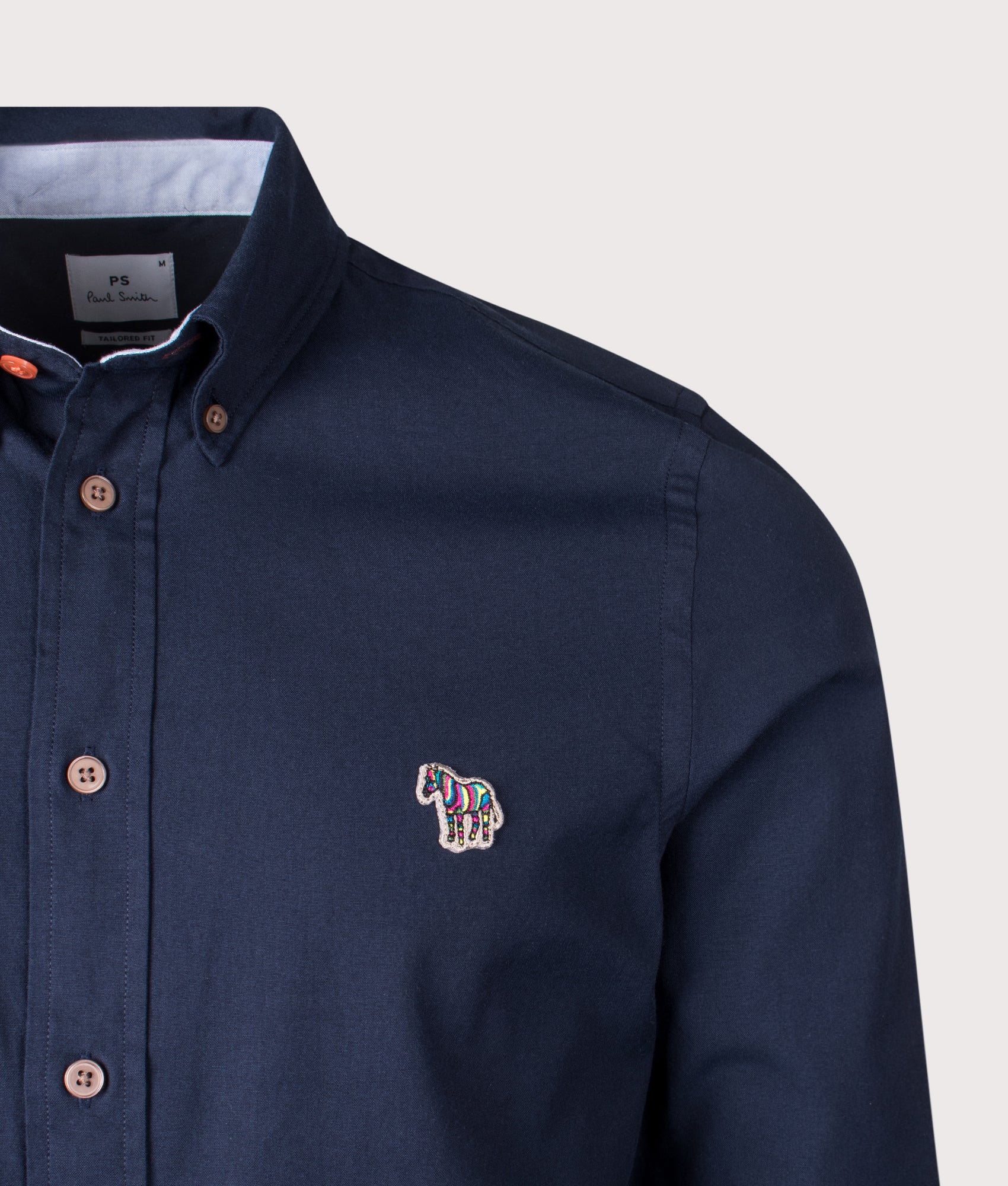 Slim Fit Zebra Shirt in Blue | 100% Organic Cotton | PS Paul Smith | EQVVS | Front detail shot 