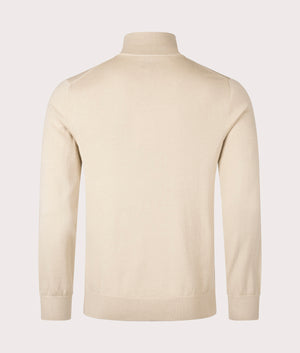 Paul Smith, Quarter Zip Zebra Badge Sweatshirt, Medium beige, Eqvvs Menswear, back shot angle
