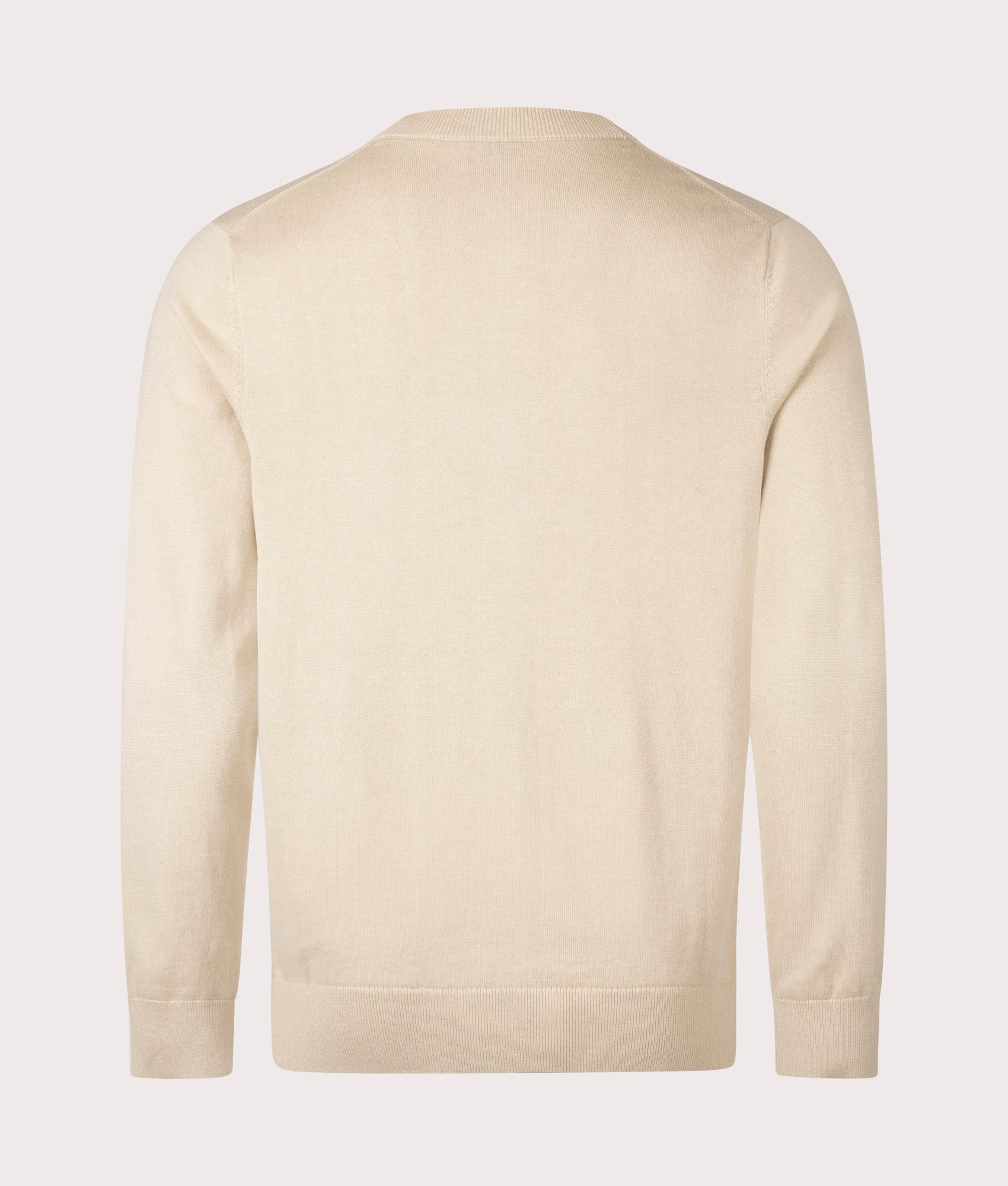 Button Down Zebra Badge Cardigan in Medium Beige by PS Paul Smith at EQVVS.  Back Angle Shot.