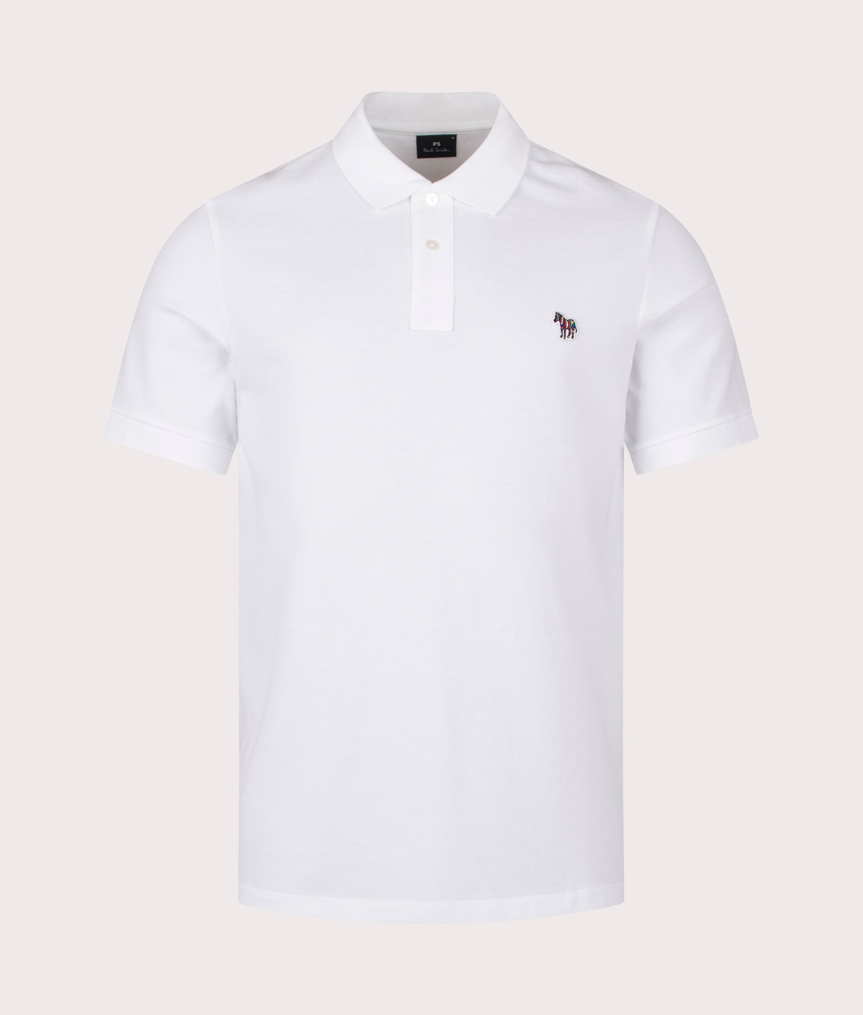 Zebra Polo Shirt in White | 100% Cotton | PS Paul Smith | EQVVS | Front shot 
