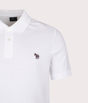 Zebra Polo Shirt in White | 100% Cotton | PS Paul Smith | EQVVS | Front detail shot 