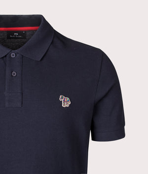 Zebra Polo Shirt in Dark Navy | 100% Organic Cotton | PS Paul Smith | EQVVS | Front detail shot 