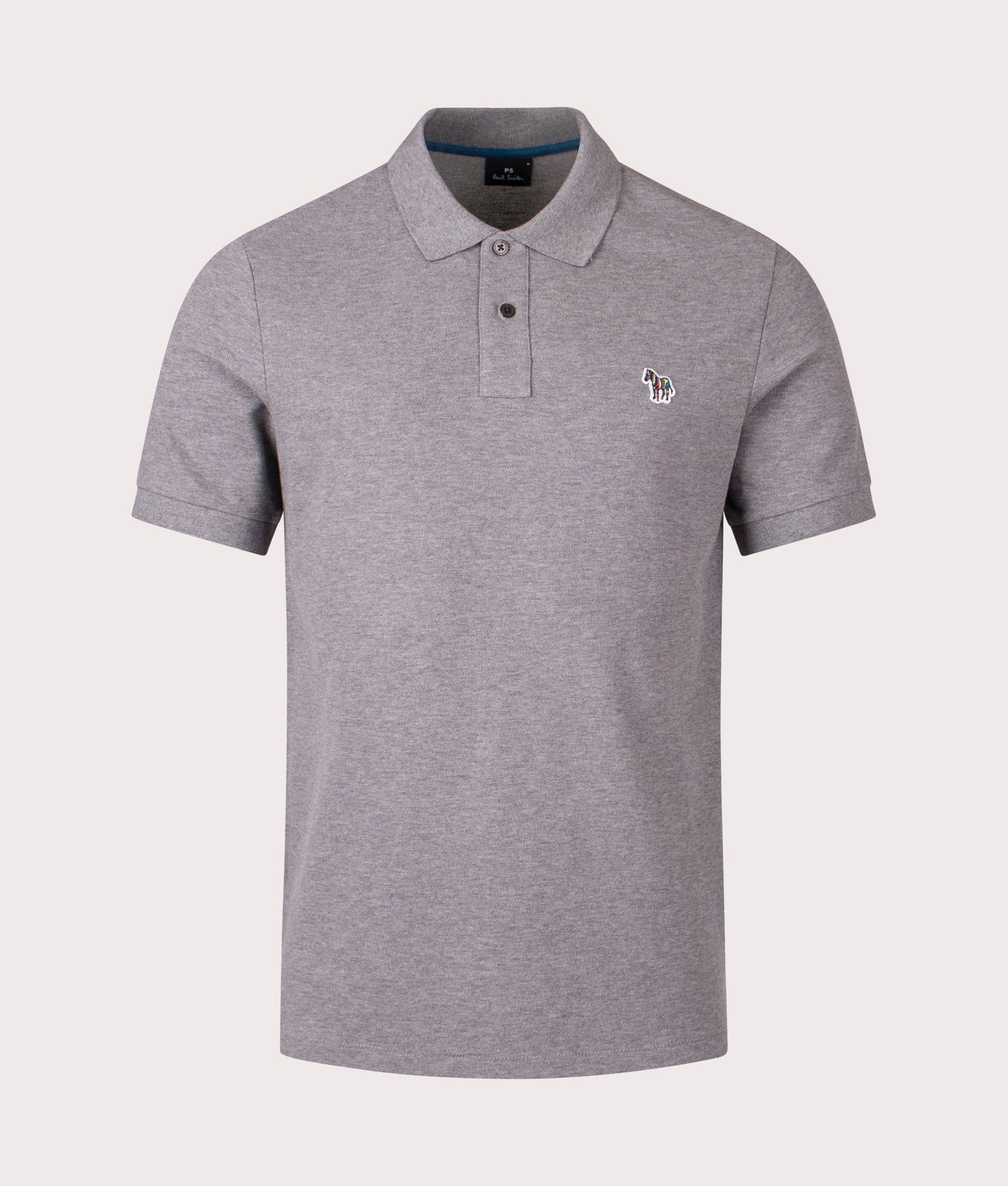 Zebra Polo Shirt in Melange Grey | 100% Cotton | PS Paul Smith | EQVVS | Front shot 