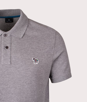 Zebra Polo Shirt in Melange Grey | 100% Cotton | PS Paul Smith | EQVVS | Front detail shot 
