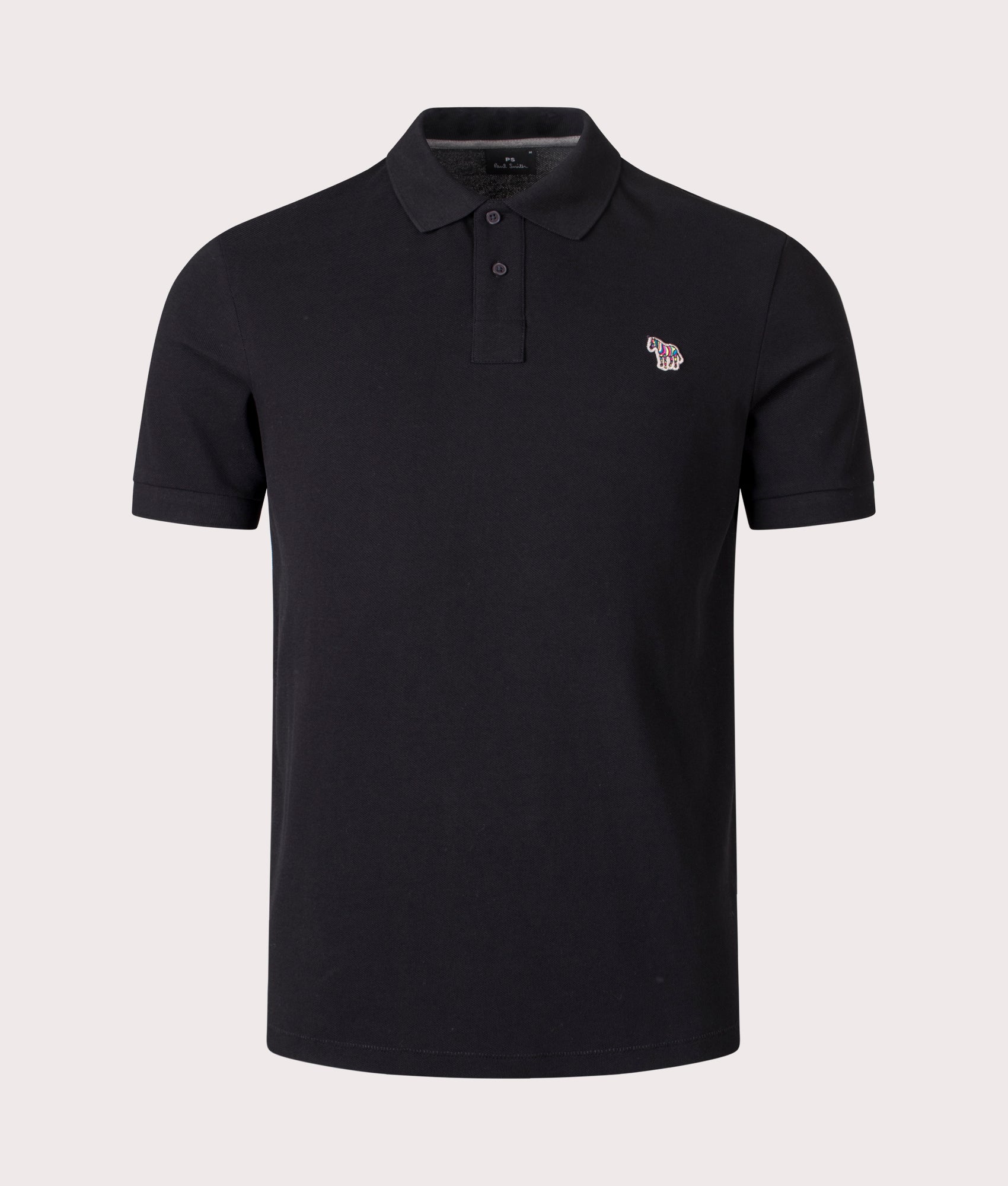Zebra Polo Shirt in Black | 100% Organic Cotton | PS Paul Smith | EQVVS | Front shot 