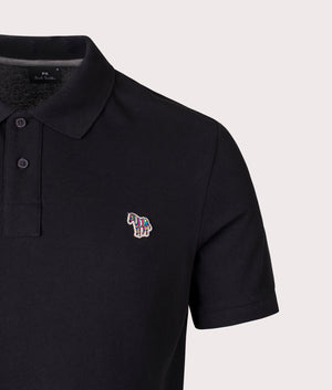 Zebra Polo Shirt in Black | 100% Organic Cotton | PS Paul Smith | EQVVS | Front detail shot 