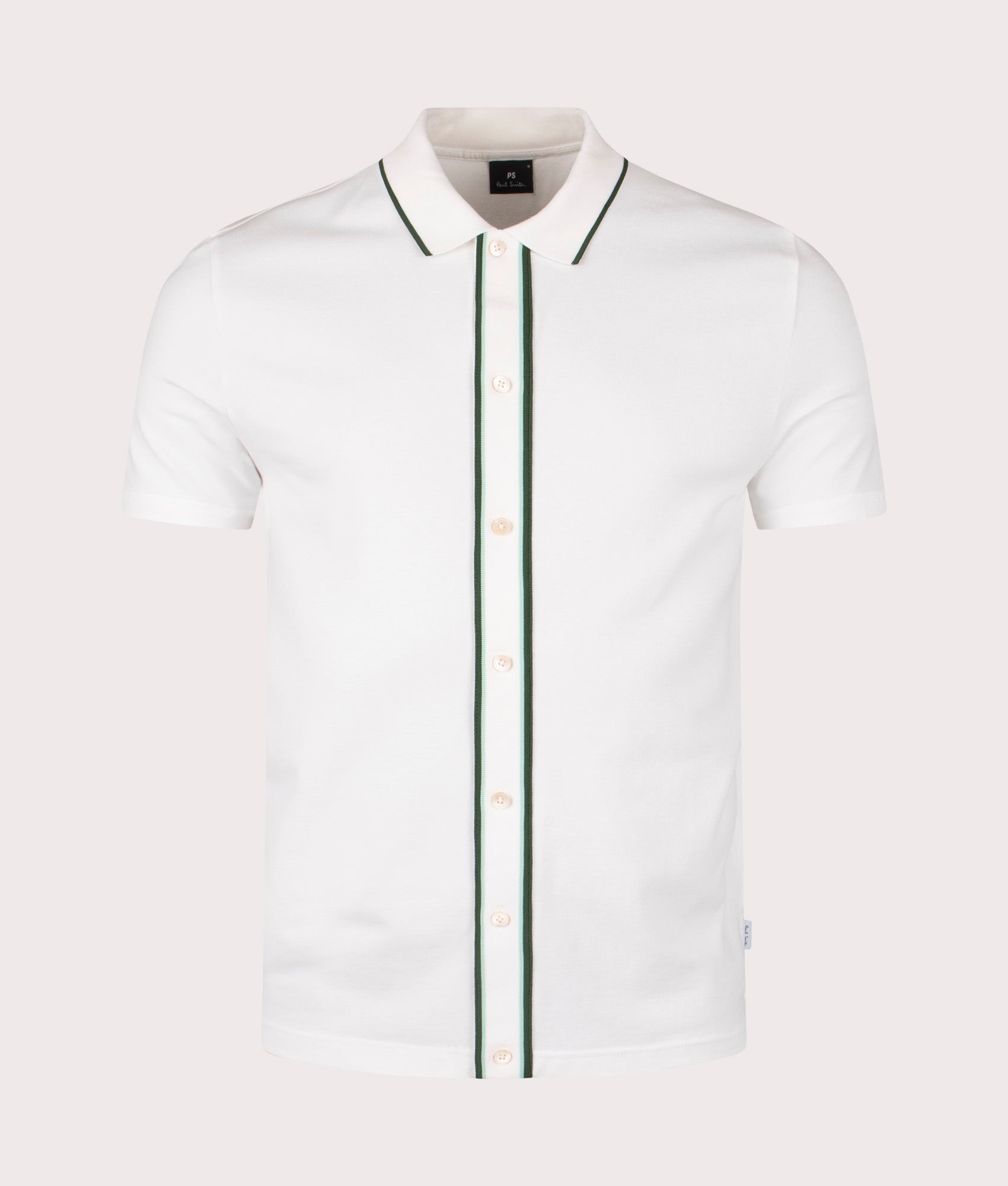 Paul Smith, Button Front Polo Shirt, off white, Eqvvs Menswear, front shot angle