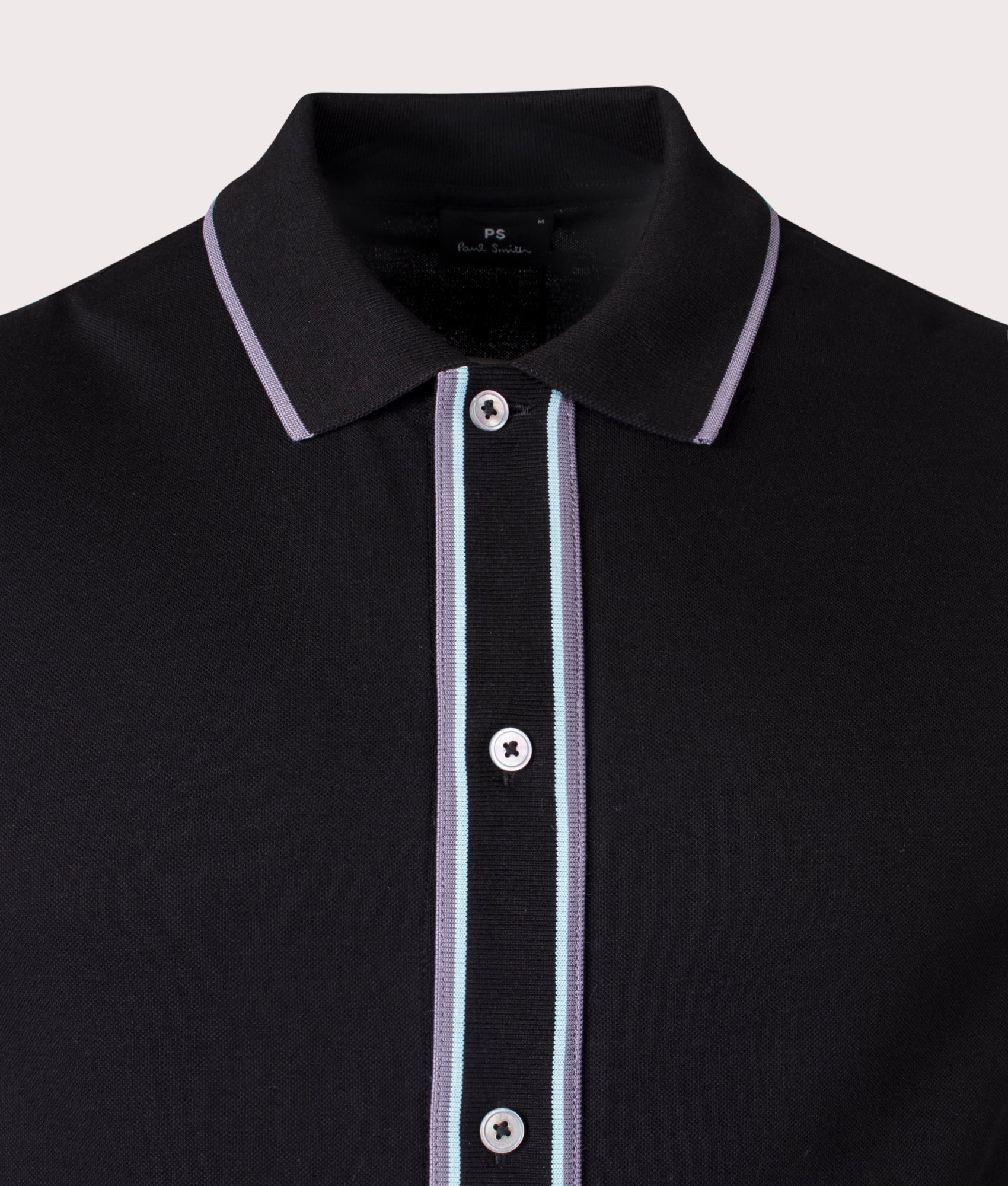 Paul Smith, Button Front Polo Shirt, black, Eqvvs Menswear, detailed shot angle