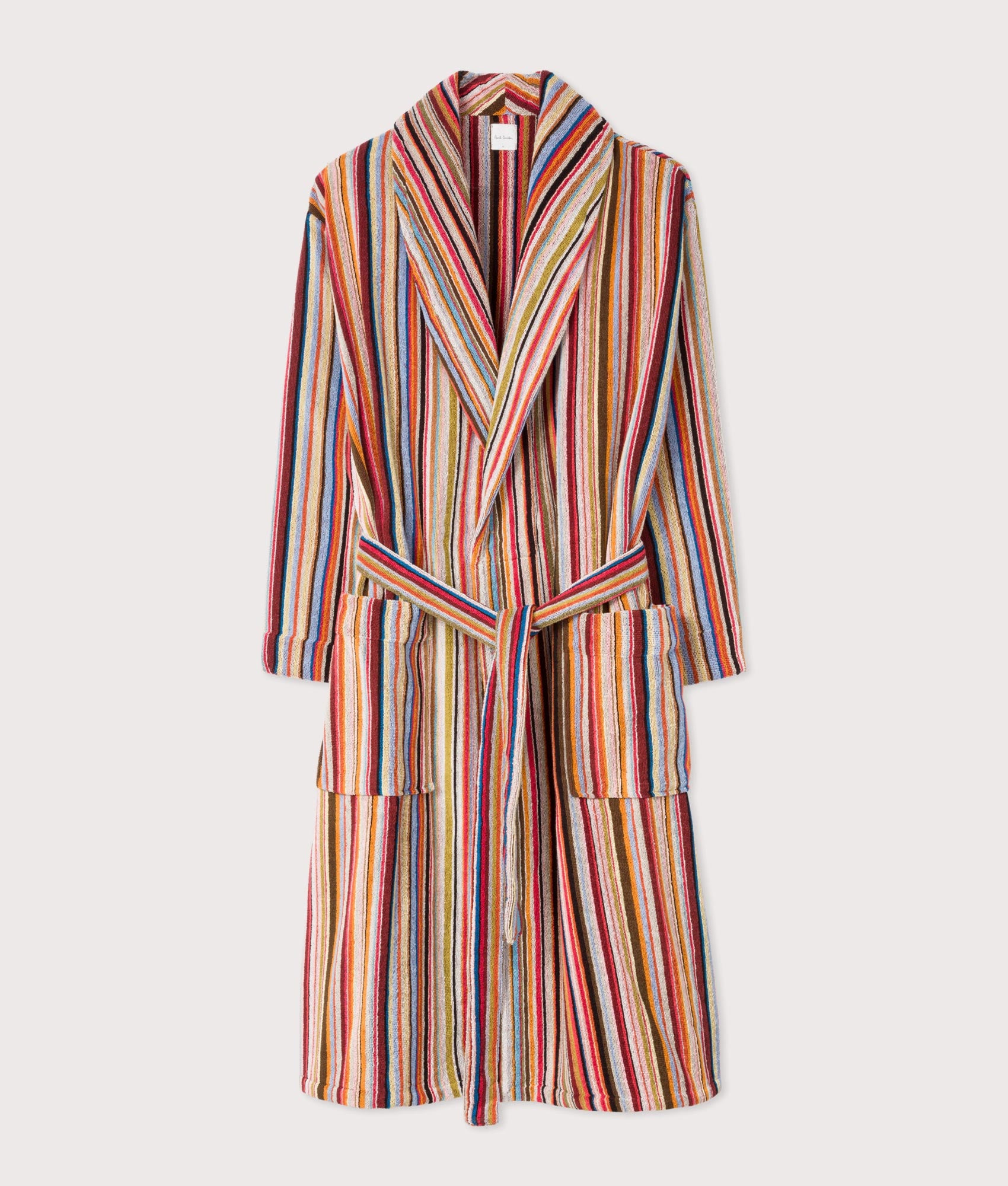 PS Paul Smith Signature Dressing gown  in signature multicolour stripe at EQVVS Menswear. Front shot.