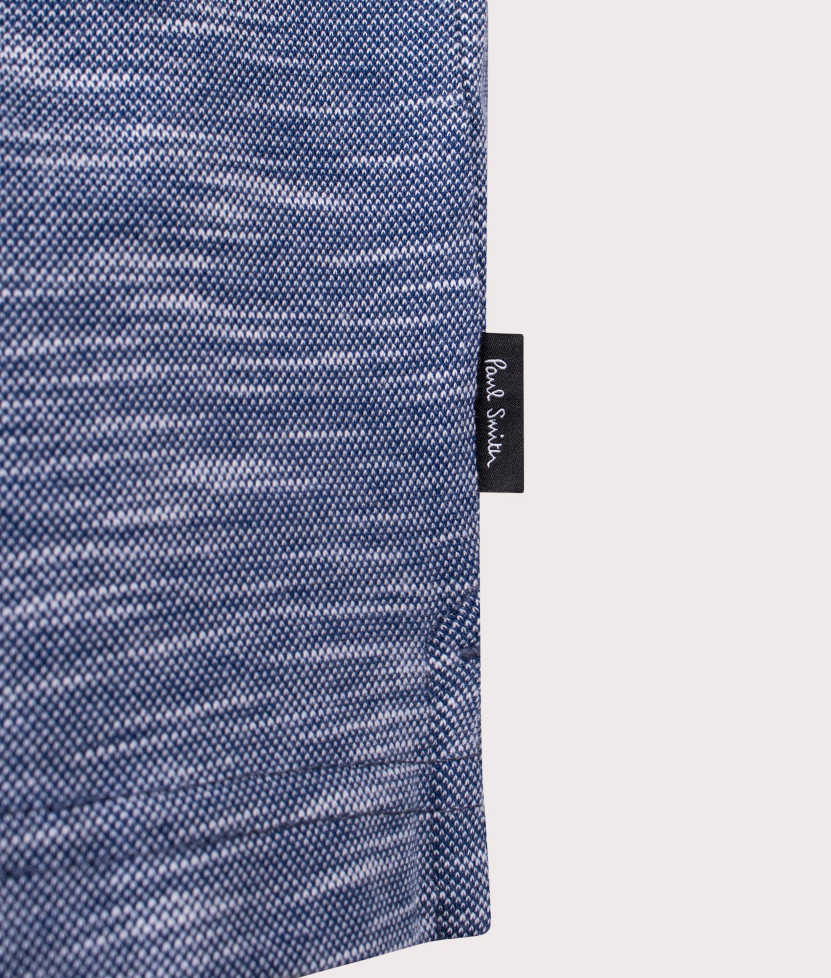 PS Paul Smith Organic Cotton Button Front Polo Shirt in Blue. Shot at EQVVS. Detail shot