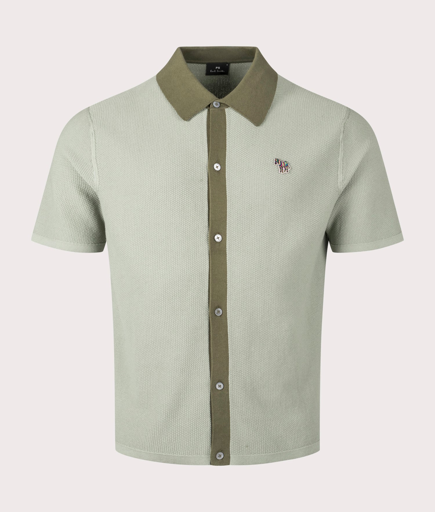 PS Paul Smith Zebra Badge Sweater Polo Shirt in Green EQVVS Menswear