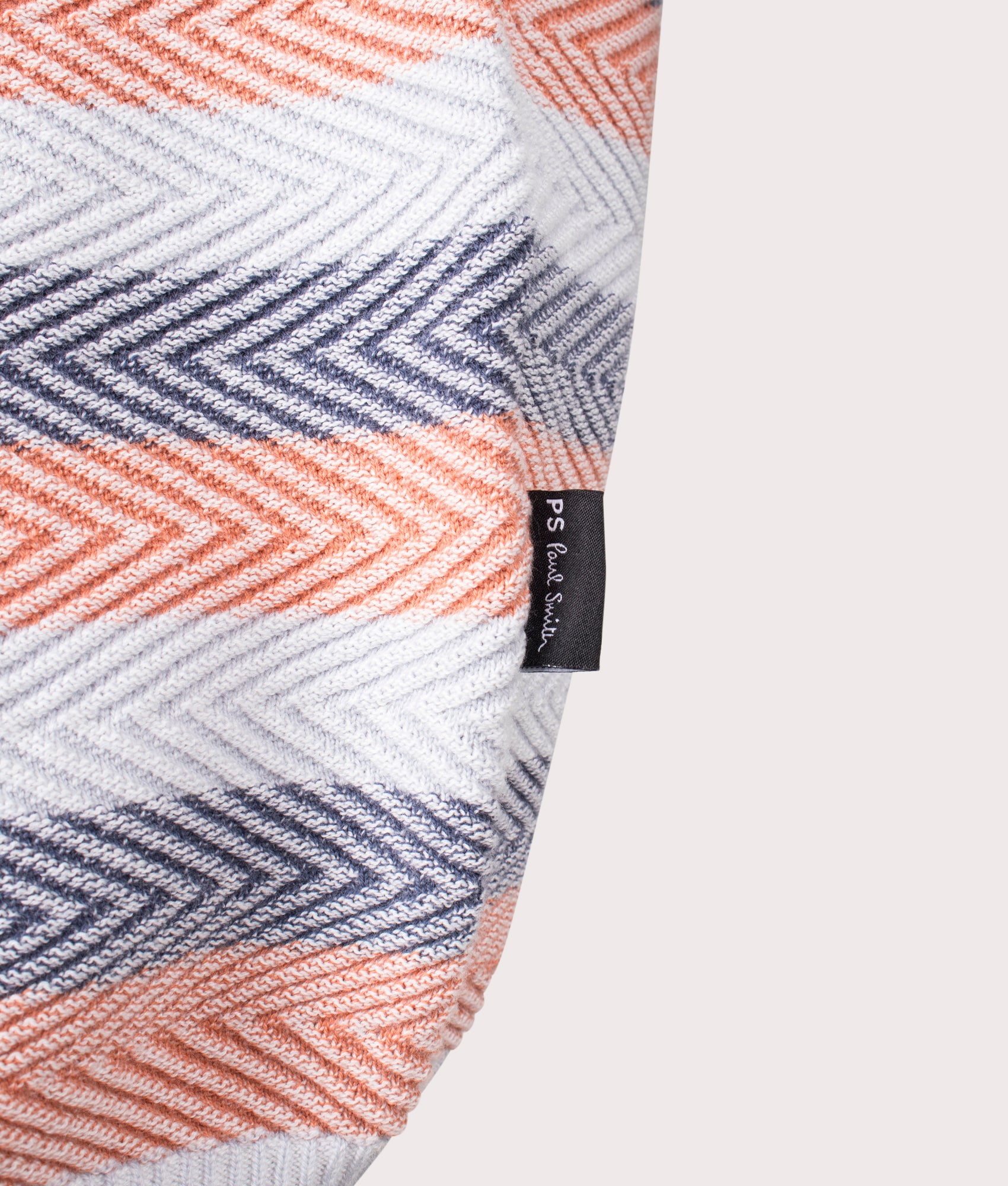 PS Paul Smith Striped Sweater Polo Shirt in Off White at EQVVS.  Detail Shot.