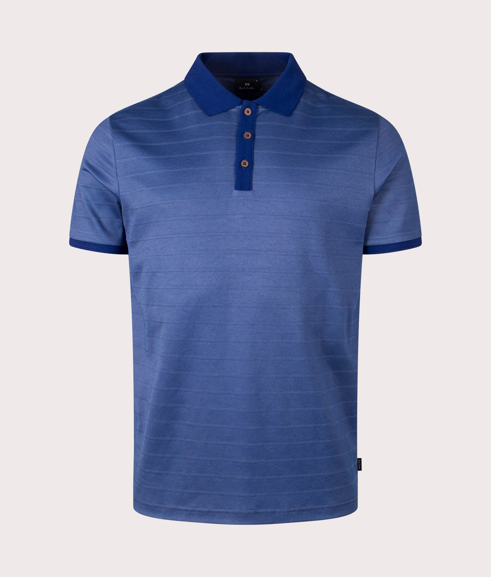 PS Paul Smith Contrast Placket Polo Shirt in Cobalt Blue. Shot at EQVVS. Front shot