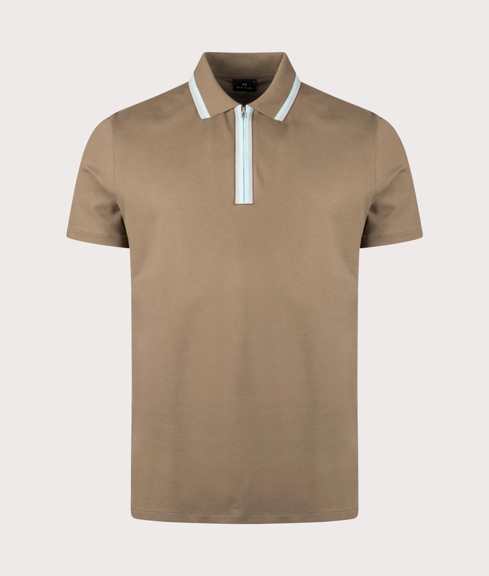 PS Paul Smith Quarter Zip Polo Shirt in Green. Shot at EQVVS. Front shot
