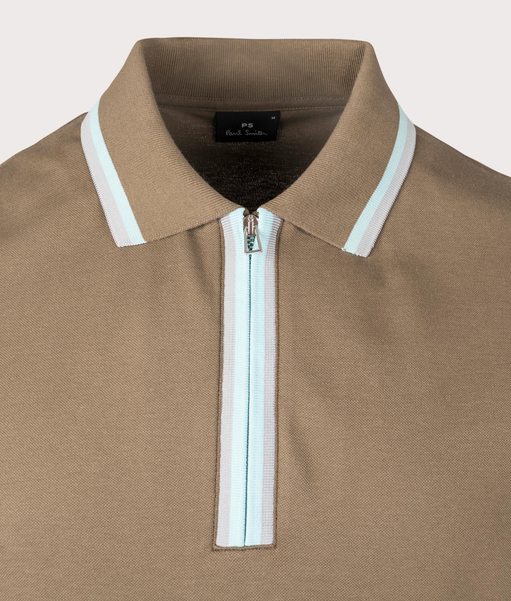 PS Paul Smith Quarter Zip Polo Shirt in Green. Shot at EQVVS. Detail shot
