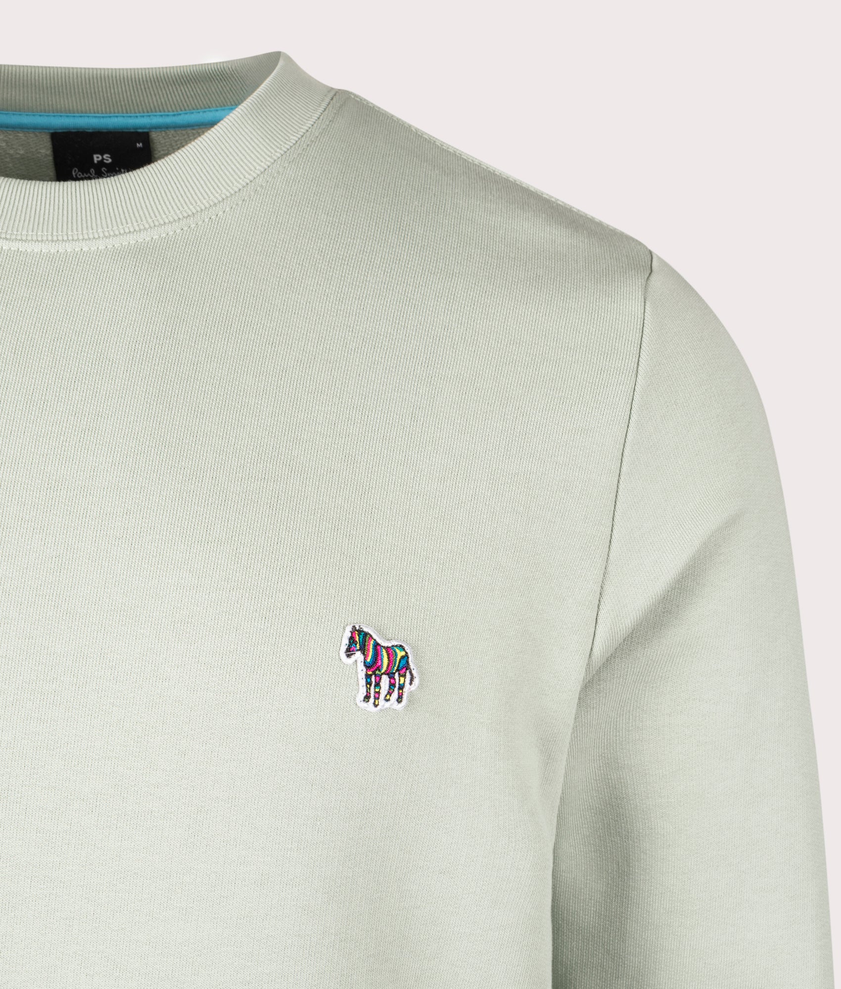 Zebra Sweatshirt in Pastel Green by PS Paul Smith. EQVVS Detail Shot.
