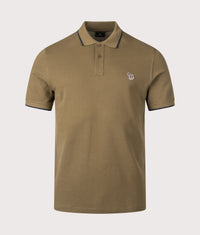 Zebra Badge Polo Shirt: 35C Military Green 
