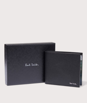 Wallet Billfold in Black. Leather | PS Paul Smith | EQVVS | Front box shot 