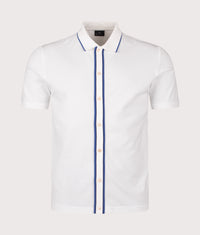 Button Front Zebra Emblem Polo Shirt: 02A Off White 
