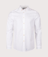 Slim Fit Stitch Cuff Detail Shirt: 01 White 