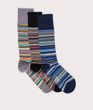 Signature Stripe Socks in Blue/Grey | Paul Smith | EQVVS | Side shot 