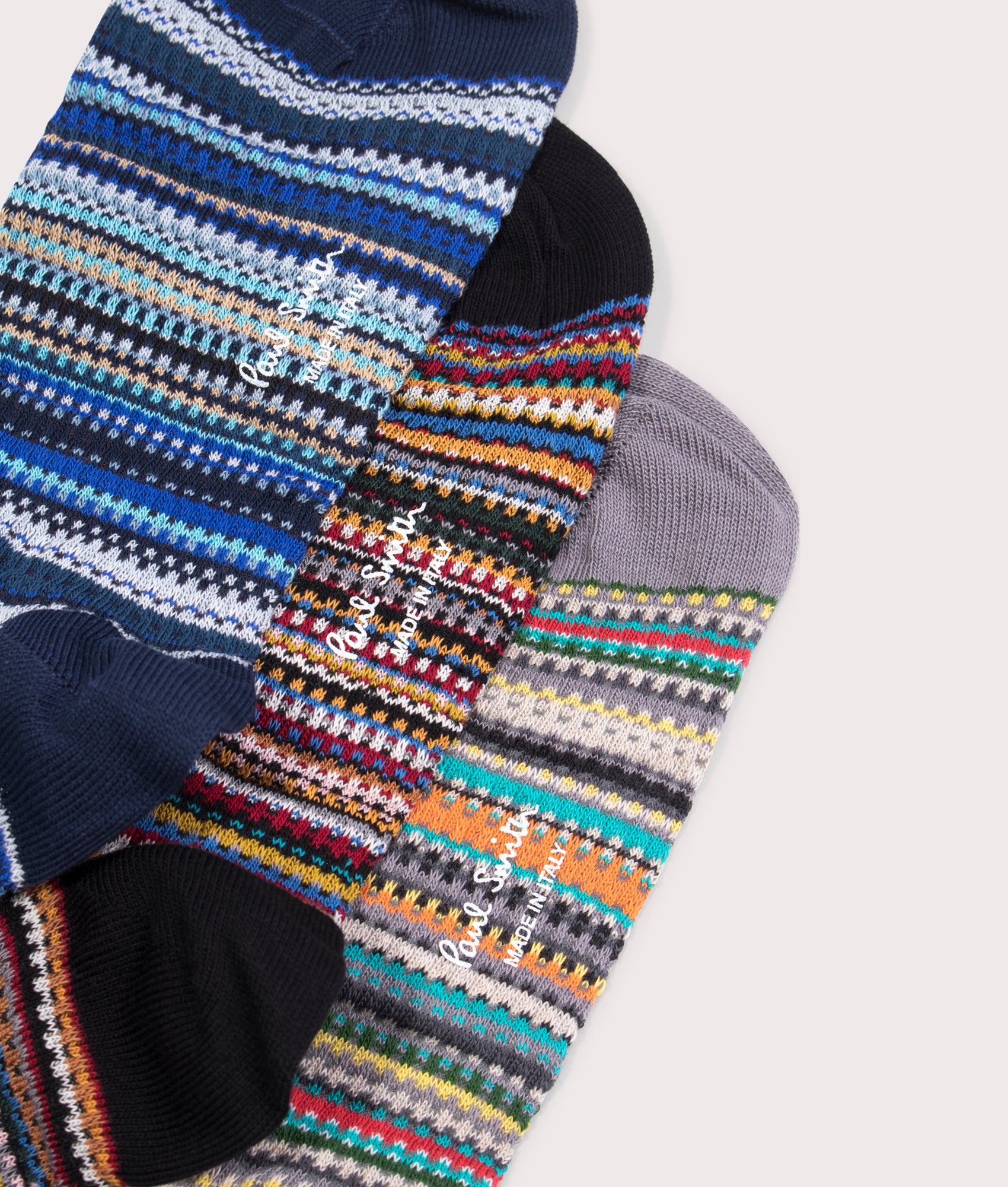 Signature Stripe Socks in Blue/Grey | Paul Smith | EQVVS | Detail shot 
