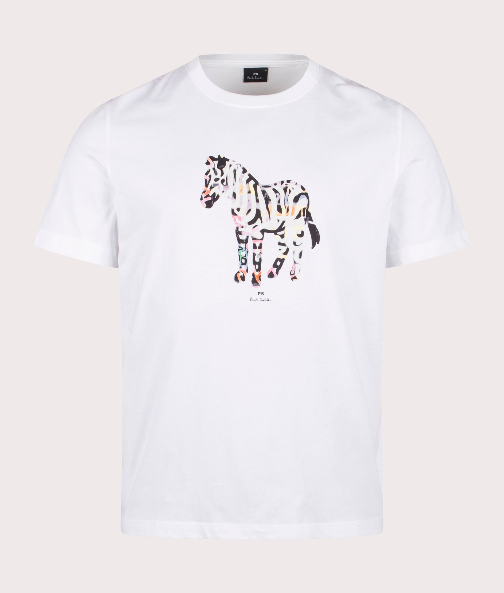 Zebra Large T-Shirt in White. 100% White | PS Paul Smith | Shot at EQVVS | Front shot 