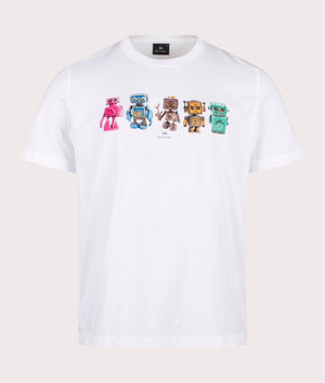Robots T-Shirt in White. 100% White | PS Paul Smith | Shot at EQVVS | Front shot 