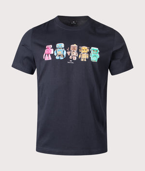 Robots T-Shirt in Very Dark Navy. 100% Cotton | PS Paul Smith | Shot at EQVVS | Front shot