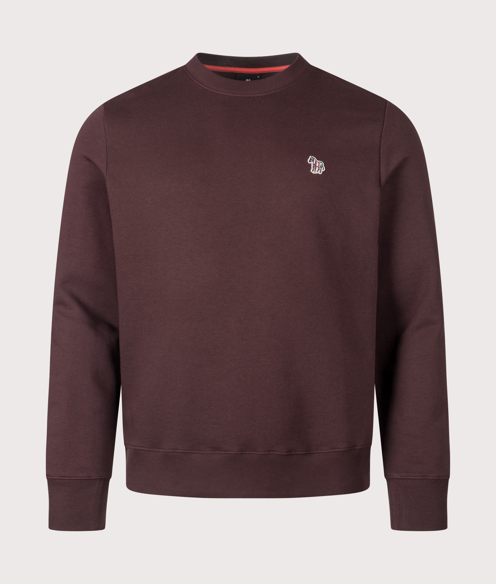 PS Paul Smith Zebra Sweatshirt in Very Dark Red at EQVVS Menswear. Front shot.